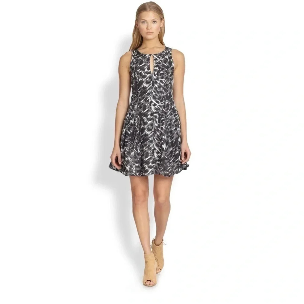 Joie Gray Black Silk Tavie Dress S NWT $448